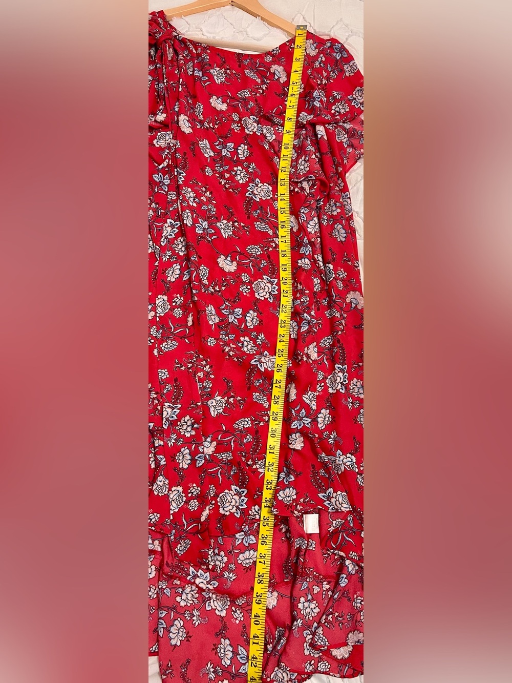 Max Studio Red Floral High-Low Ruffle Midi Dress - Picture 10 of 11